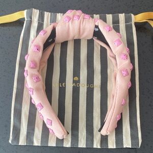 Lele Sadoughi Woven Studded Knotted Headband in Bubblegum Pink